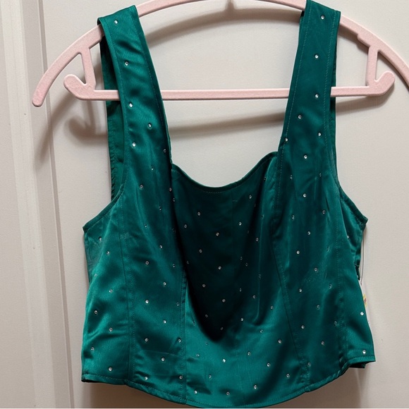 Intempo Tops - NWT Elegant Green Embellished Crop Top